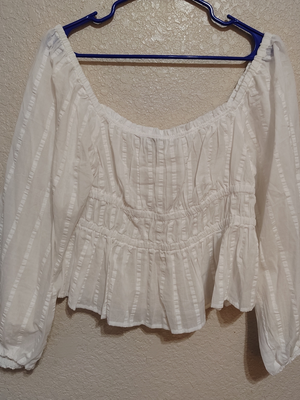 J. Crew White Off-Shoulder Smocked Peplum Blouse